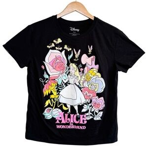 Disney, Alice In Wonderland, Short Sleeve T-Shirt Black Size Large